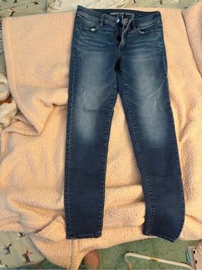 Long American Eagle Outfitters Skinny Jeans - Dark Blue Wash